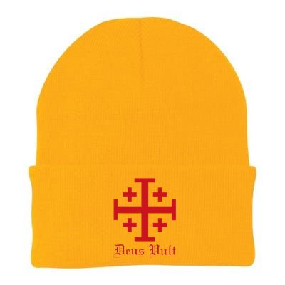 Deus Vult Jerusalem Cross Order Of The Holy Sepulchre Knight Knit Cap Winter Beanie