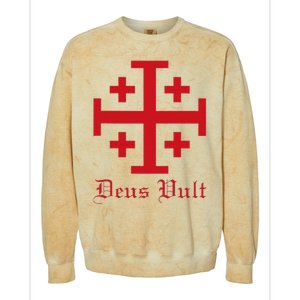 Deus Vult Jerusalem Cross Order Of The Holy Sepulchre Knight Colorblast Crewneck Sweatshirt