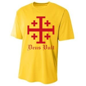 Deus Vult Jerusalem Cross Order Of The Holy Sepulchre Knight Performance Sprint T-Shirt