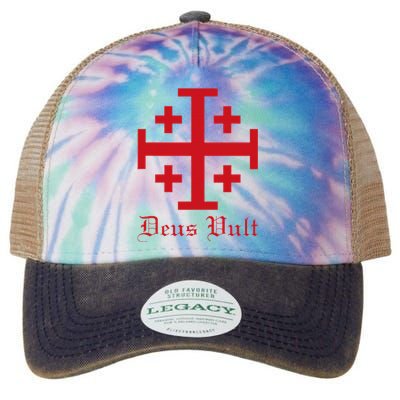 Deus Vult Jerusalem Cross Order Of The Holy Sepulchre Knight Legacy Tie Dye Trucker Hat