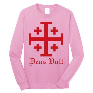 Deus Vult Jerusalem Cross Order Of The Holy Sepulchre Knight Long Sleeve Shirt