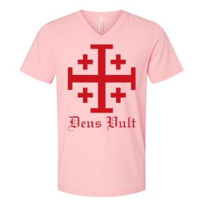 Deus Vult Jerusalem Cross Order Of The Holy Sepulchre Knight V-Neck T-Shirt