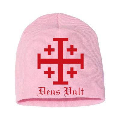 Deus Vult Jerusalem Cross Order Of The Holy Sepulchre Knight Short Acrylic Beanie