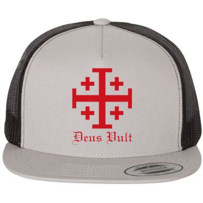 Deus Vult Jerusalem Cross Order Of The Holy Sepulchre Knight Flat Bill Trucker Hat