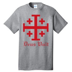 Deus Vult Jerusalem Cross Order Of The Holy Sepulchre Knight Tall T-Shirt