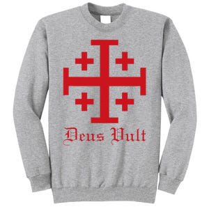 Deus Vult Jerusalem Cross Order Of The Holy Sepulchre Knight Tall Sweatshirt