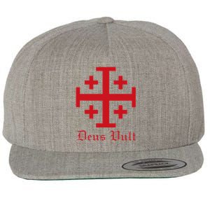 Deus Vult Jerusalem Cross Order Of The Holy Sepulchre Knight Wool Snapback Cap