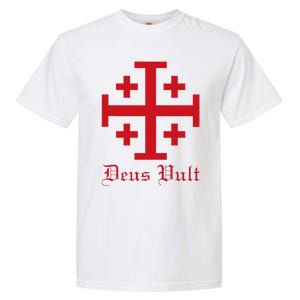 Deus Vult Jerusalem Cross Order Of The Holy Sepulchre Knight Garment-Dyed Heavyweight T-Shirt