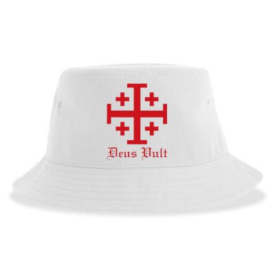 Deus Vult Jerusalem Cross Order Of The Holy Sepulchre Knight Sustainable Bucket Hat