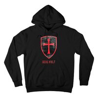 Deus Vult Knight Templar Cross Templar Vintage Medieval Hoodie