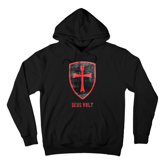 Deus Vult Knight Templar Cross Templar Vintage Medieval Hoodie