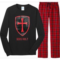 Deus Vult Knight Templar Cross Templar Vintage Medieval Long Sleeve Pajama Set