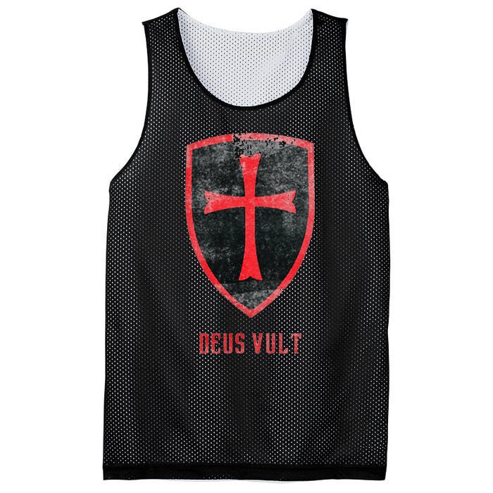 Deus Vult Knight Templar Cross Templar Vintage Medieval Mesh Reversible Basketball Jersey Tank