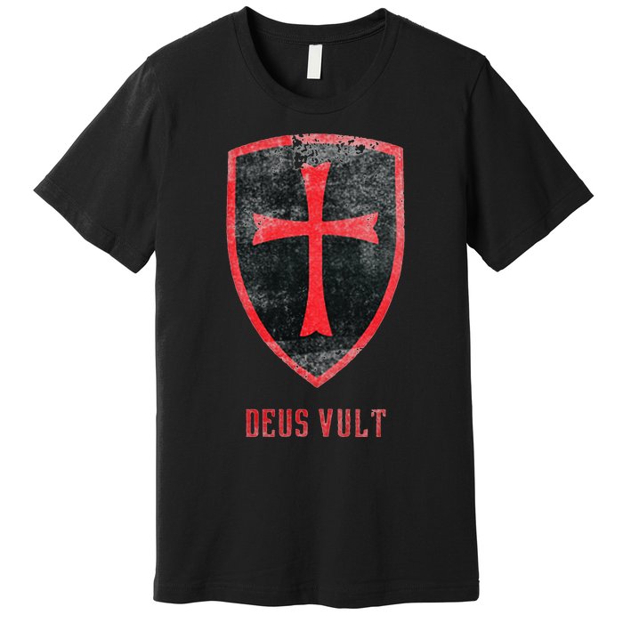 Deus Vult Knight Templar Cross Templar Vintage Medieval Premium T-Shirt