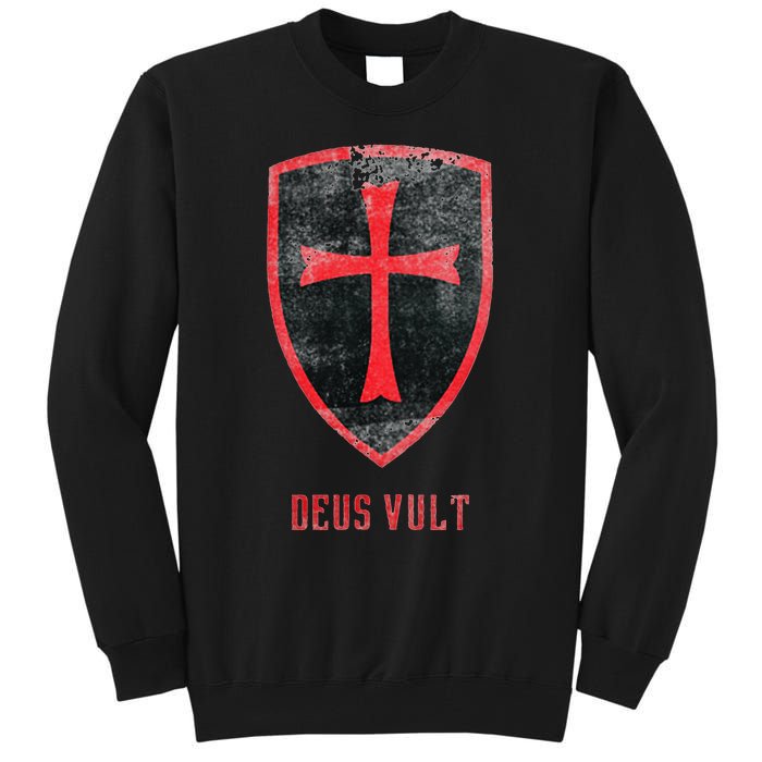 Deus Vult Knight Templar Cross Templar Vintage Medieval Tall Sweatshirt