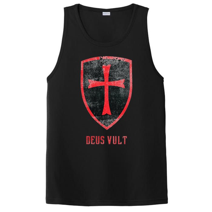 Deus Vult Knight Templar Cross Templar Vintage Medieval PosiCharge Competitor Tank