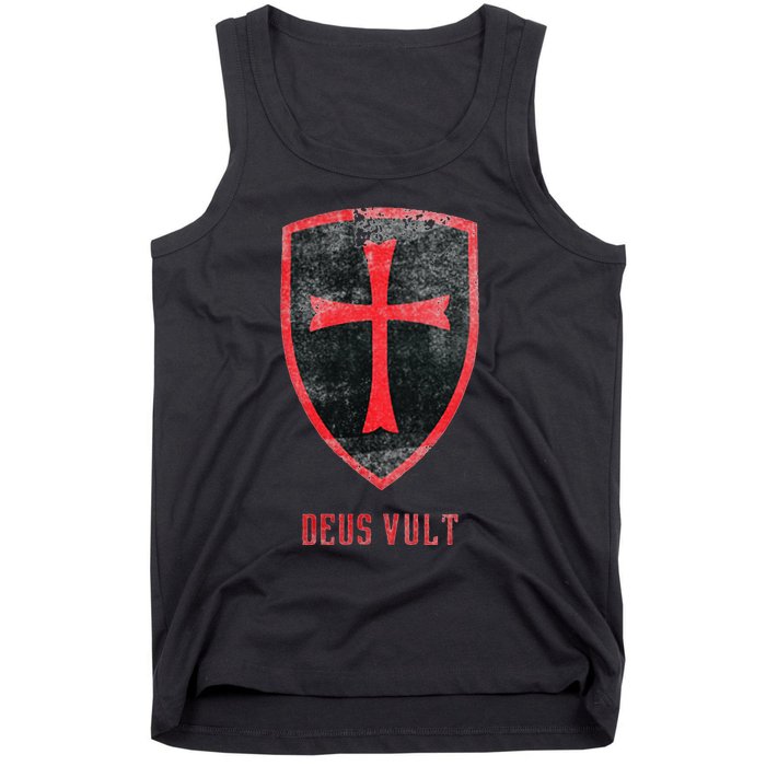 Deus Vult Knight Templar Cross Templar Vintage Medieval Tank Top