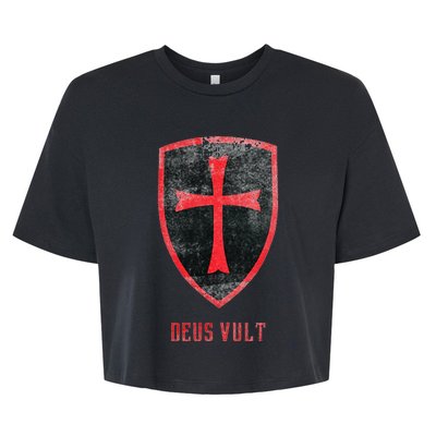 Deus Vult Knight Templar Cross Templar Vintage Medieval Bella+Canvas Jersey Crop Tee