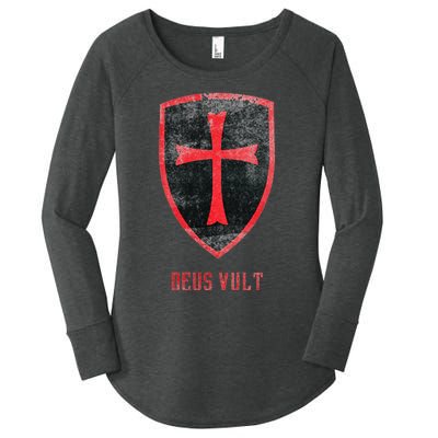 Deus Vult Knight Templar Cross Templar Vintage Medieval Women's Perfect Tri Tunic Long Sleeve Shirt