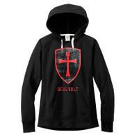 Deus Vult Knight Templar Cross Templar Vintage Medieval Women's Fleece Hoodie