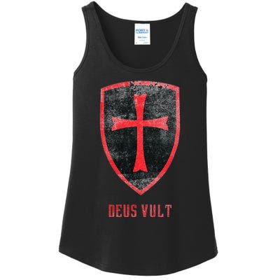 Deus Vult Knight Templar Cross Templar Vintage Medieval Ladies Essential Tank