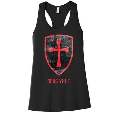 Deus Vult Knight Templar Cross Templar Vintage Medieval Women's Racerback Tank