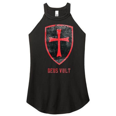 Deus Vult Knight Templar Cross Templar Vintage Medieval Women's Perfect Tri Rocker Tank