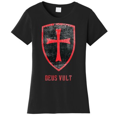 Deus Vult Knight Templar Cross Templar Vintage Medieval Women's T-Shirt