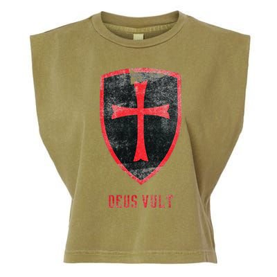 Deus Vult Knight Templar Cross Templar Vintage Medieval Garment-Dyed Women's Muscle Tee