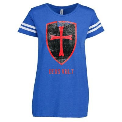 Deus Vult Knight Templar Cross Templar Vintage Medieval Enza Ladies Jersey Football T-Shirt