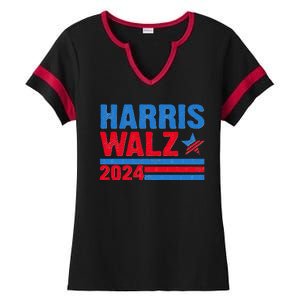 Distressed Vote Kamala Harris Tim Walz 2024 Election Ladies Halftime Notch Neck Tee