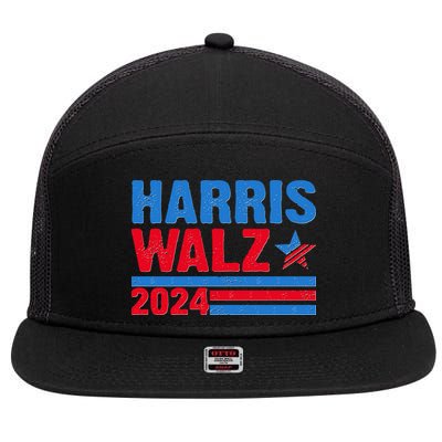 Distressed Vote Kamala Harris Tim Walz 2024 Election 7 Panel Mesh Trucker Snapback Hat