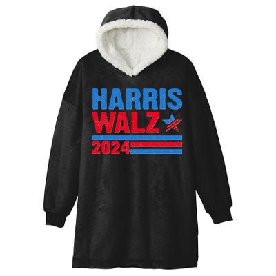 Distressed Vote Kamala Harris Tim Walz 2024 Election Hooded Wearable Blanket