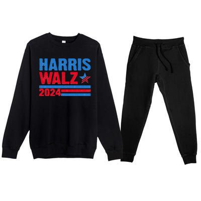 Distressed Vote Kamala Harris Tim Walz 2024 Election Premium Crewneck Sweatsuit Set