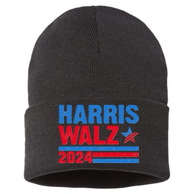 Distressed Vote Kamala Harris Tim Walz 2024 Election Sustainable Knit Beanie