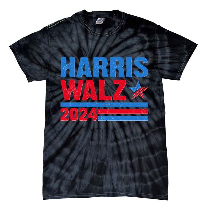 Distressed Vote Kamala Harris Tim Walz 2024 Election Tie-Dye T-Shirt