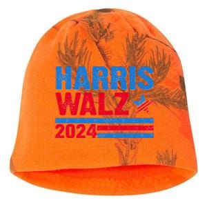 Distressed Vote Kamala Harris Tim Walz 2024 Election Kati - Camo Knit Beanie