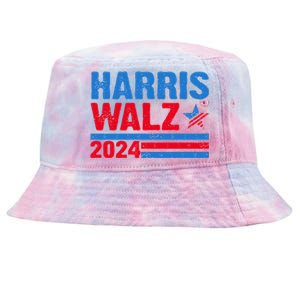 Distressed Vote Kamala Harris Tim Walz 2024 Election Tie-Dyed Bucket Hat