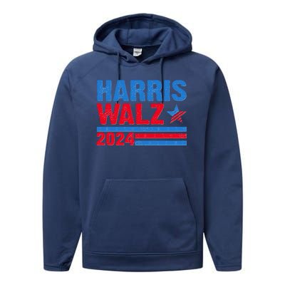 Distressed Vote Kamala Harris Tim Walz 2024 Election Performance Fleece Hoodie