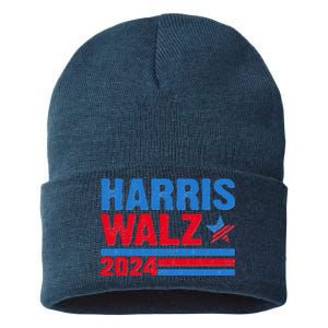 Distressed Vote Kamala Harris Tim Walz 2024 Election Sustainable Knit Beanie