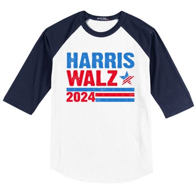 Distressed Vote Kamala Harris Tim Walz 2024 Election Baseball Sleeve Shirt