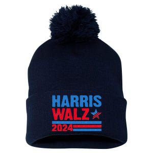 Distressed Vote Kamala Harris Tim Walz 2024 Election Pom Pom 12in Knit Beanie