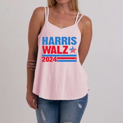 Distressed Vote Kamala Harris Tim Walz 2024 Election Women's Strappy Tank