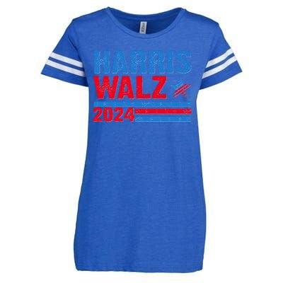 Distressed Vote Kamala Harris Tim Walz 2024 Election Enza Ladies Jersey Football T-Shirt