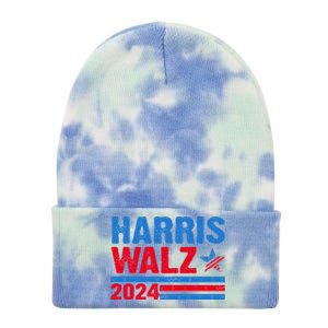 Distressed Vote Kamala Harris Tim Walz 2024 Election Tie Dye 12in Knit Beanie