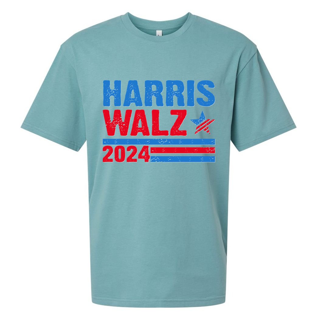 Distressed Vote Kamala Harris Tim Walz 2024 Election Sueded Cloud Jersey T-Shirt