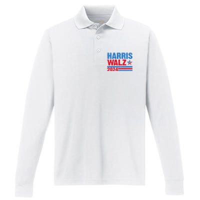 Distressed Vote Kamala Harris Tim Walz 2024 Election Performance Long Sleeve Polo