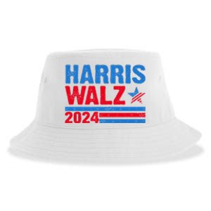 Distressed Vote Kamala Harris Tim Walz 2024 Election Sustainable Bucket Hat