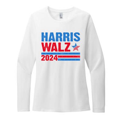 Distressed Vote Kamala Harris Tim Walz 2024 Election Womens CVC Long Sleeve Shirt