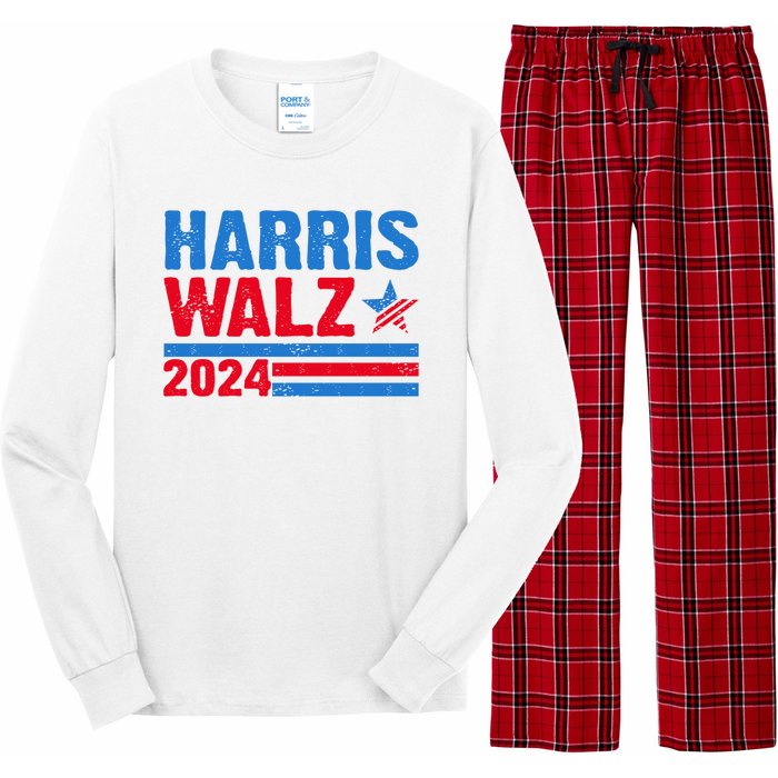 Distressed Vote Kamala Harris Tim Walz 2024 Election Long Sleeve Pajama Set